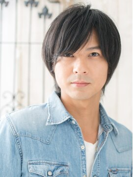 モッズヘア メン 仙台愛子駅前店(mod's hair men) 爽やかアッシュブラック七三分け斜めバングショートb仙台愛子