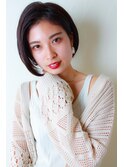 大人かわいい暗髪ワンレンミニボブ