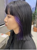 モード　インナーカラー　紫　パープル　ワイドバング