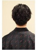 ツーブロック前下がり波打ちツイストスパイラルセンターパート
