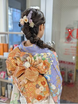 ヒデ美容室 振袖~編みおろしアレンジ