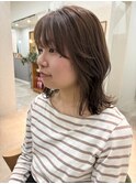 顔周りカットおくれ毛カット明るめグレージュカラー