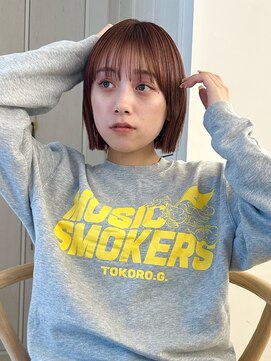 ガーデンヨコハマ(GARDEN YOKOHAMA) 外ハネヘイリーボブシースルーバングバーガンディパールオレンジ