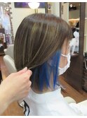 ＃インナーカラーブルー＃イヤリングカラー