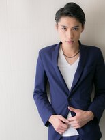 メンズヘア ビーセカンド 草加店(MENS HAIR B-2)&nbsp;七三オールバックアッシュブラックショートO草加20代30代