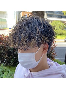 ウェーブ(WAVE) マッシュ×金メッシュ×波巻きスパイラル/メンズパーマ
