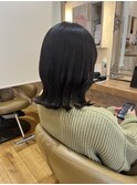 オリーブグレージュ（暗髪）×顔周りレイヤーカット