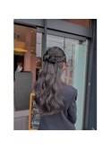 リボンハーフアップアレンジ