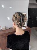 20代30代大人可愛いお祭りお呼ばれスタイルタイトリボンアレンジ