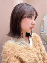 ガーデンヨコハマ(GARDEN YOKOHAMA)&nbsp;ボブミディアム黒髪小顔レイヤー大人ガーリーダークアッシュ