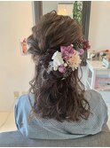花嫁ハーフアップ　結婚式　二次会　ブライダル　パーティー