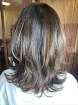 ヘアーエヌプラス (HAIR N+)&nbsp;セミロングボブ外ハネ巻き＆波巻き3　グレーベージュ