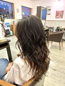 オレンジ(orange) 透け感ロング波ウェーブ