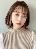 マロンベージュカラー♪Aラインボブイヤリングカラー小顔時田