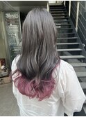 アッシュグレー×カシスピンク渋谷グラデーション裾カラーSERA
