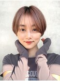 イメチェンレッドブラウンシースルーバングピンクブラウン