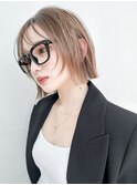 武井デザインカラーオリーブベージュウェットヘアレイヤカット