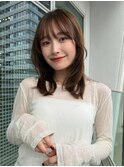 ボブルフミディ　ワンレンベース　小顔カット　ショコラブラウン