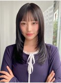 小顔 前髪 レイヤーカット 暗めカラー デザインカラー"