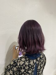 purple color/小顔補正立体カット/ボブショート/ヴェールカラー