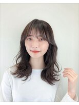 オークヘア 福間店(OAK hair calme) 韓国人風後れ毛が可愛いエギョモリカット/フェザーバング