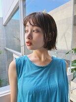 ヒュージ 三軒茶屋(huge)&nbsp;オリーブカラー×ミニボブ__ニュアンスカラー透明感Aラインボブ