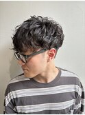 無造作ニュアンスツーブロックマッシュパーマメンズカット