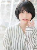 暗髪アッシュブラック前下がりボブショートh3上尾20代30代40代
