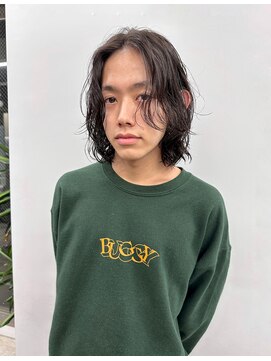 レコ 渋谷(LECO) メンズセンターパートボブパーマレイヤーカット