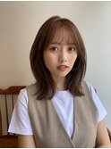 大人かわいい小顔くびレイヤーピンクベージュミディアムレイヤー