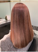 髪質改善トリートメント×ハイライト×ピンクベージュ