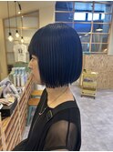 色落ちはシルバーに★ミッドナイトネイビーボブ