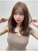 20代30代40代大人可愛いセミロングヘア★シナモンベージュ