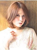 大人かわいいひし形前下がりボブ20代30代40代