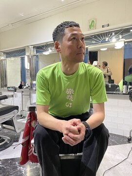 メリケンバーバーショップ フクオカ(MERICAN BARBERSHOP FUK) 旅猿記念/ハイライトマッシュパーマウルフアッシュブラック