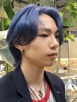 メンズブリーチカラーシースルーマッシュ韓国風センターパート