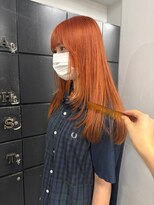 ヘアー アイス 御器所本店(HAIR ICI) 暖色カラー★ダブルカラーブリーチオレンジブラウンレイヤー