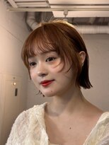 ファルベ(Farbe)&nbsp;ミニウルフ　オレンジ　艶カラー　小顔カット　ウルフボブ