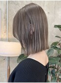 栄小顔切りっぱなしボブミルクティーベージュ