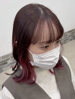 ヘアーアンドエステ ハラダ 滝ノ水店(Hair&Esthe Harada)&nbsp;ブリーチインナーカラー/ピンク/ミディアムレイヤー