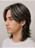 浦和メンズハイライトカラーメッシュカラーセンターパート