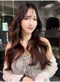 ロング前髪カット韓国ヘア顔周りレイヤー_F21152