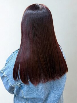 艶感ボルドーレッド×ストレートロング