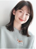 ミディアム 切りっぱなし ワンカール 暗めカラー 外ハネ