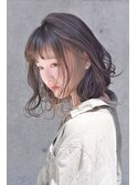 インナーカラー×外ハネボブ/厚めバング/アッシュブラウン