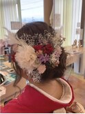 <wave小豆餅店>ドライフラワーヘアアレンジ成人式振袖着付け