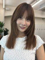 顔まわりレイヤー2wayバングオリーブベージュ