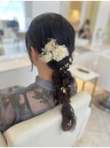 結婚式お呼ばれヘア×ゆるふわ編み下ろし