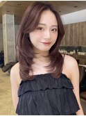 セミロング30代40代ストレートレイヤー前髪なし前髪あり【山岡】