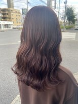 ヨンド(yond) ピンクベージュくびれミディアムレイヤー顔まわり前髪群馬太田